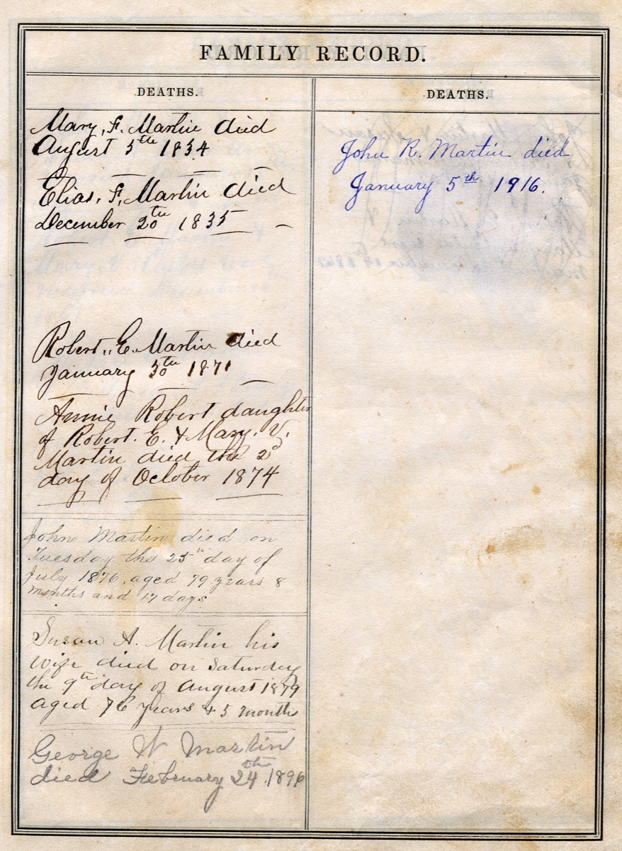 Dick Martin Family Bible, page 3