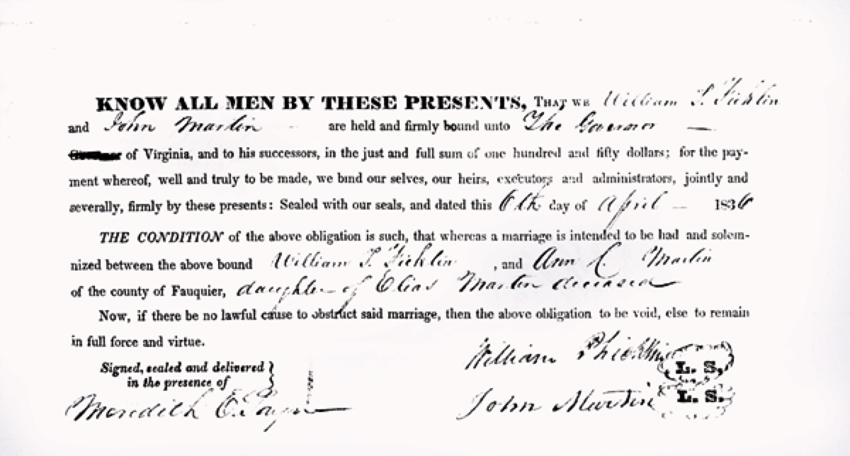 Ficklin–Martin marriage bond